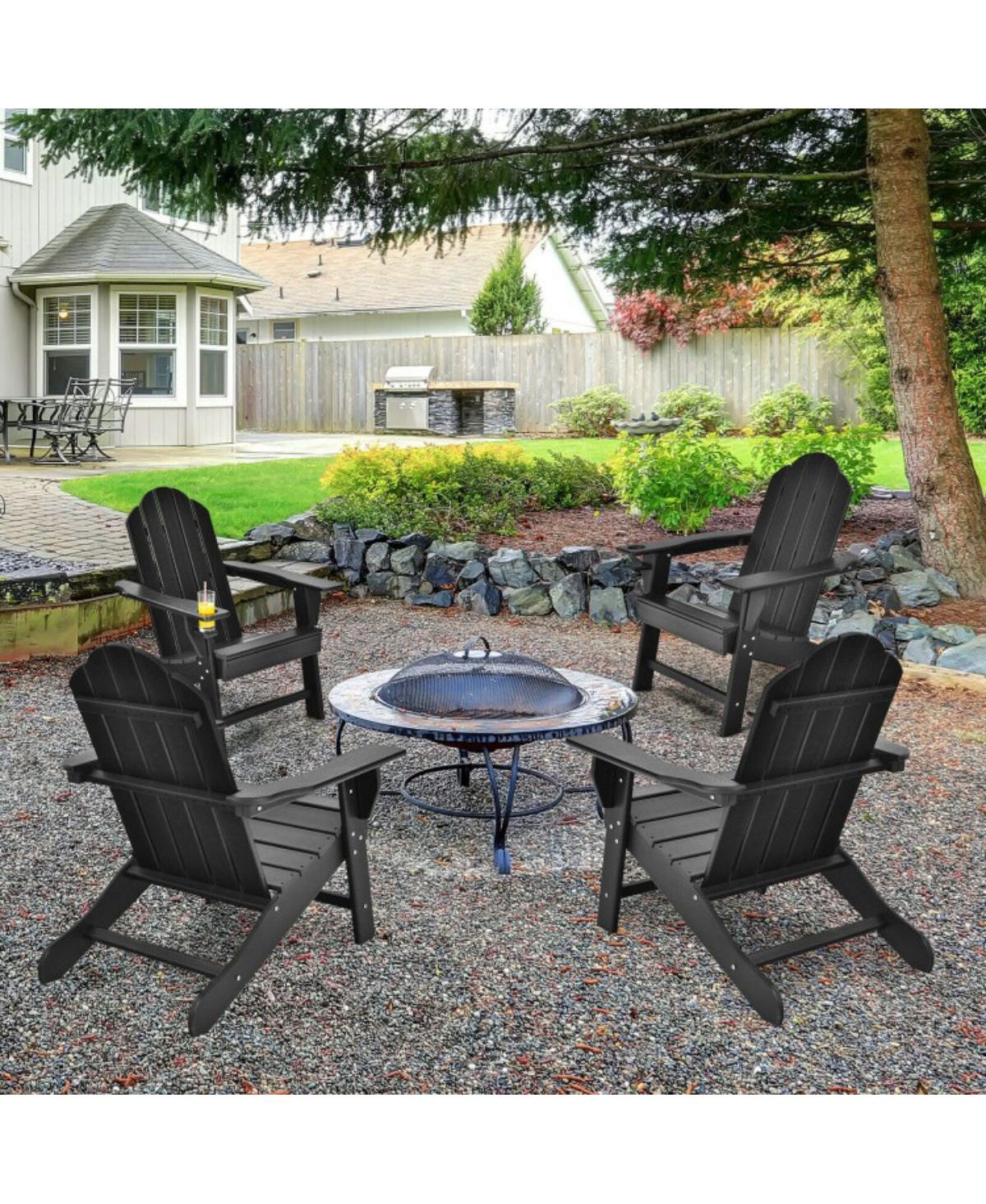 Vebreda Outdoor Adirondack Chair with Built-in Cup Holder for Backyard Porch