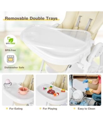 Baby Convertible Folding Adjustable High Chair with Wheel Tray Storage Basket