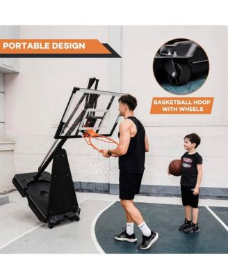 44 Inch Shatterproof Backboard Portable Basketball Hoop, 8-10FT Height Adjustable
