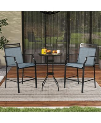 Outdoor Counter Stools Set of 2 Heavy-Duty Barstools with Footrest and Armrests