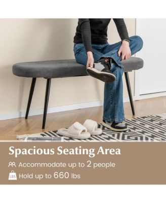 Upholstered Entryway Bench w/ Padded Seat & Heavy-duty Metal Frame