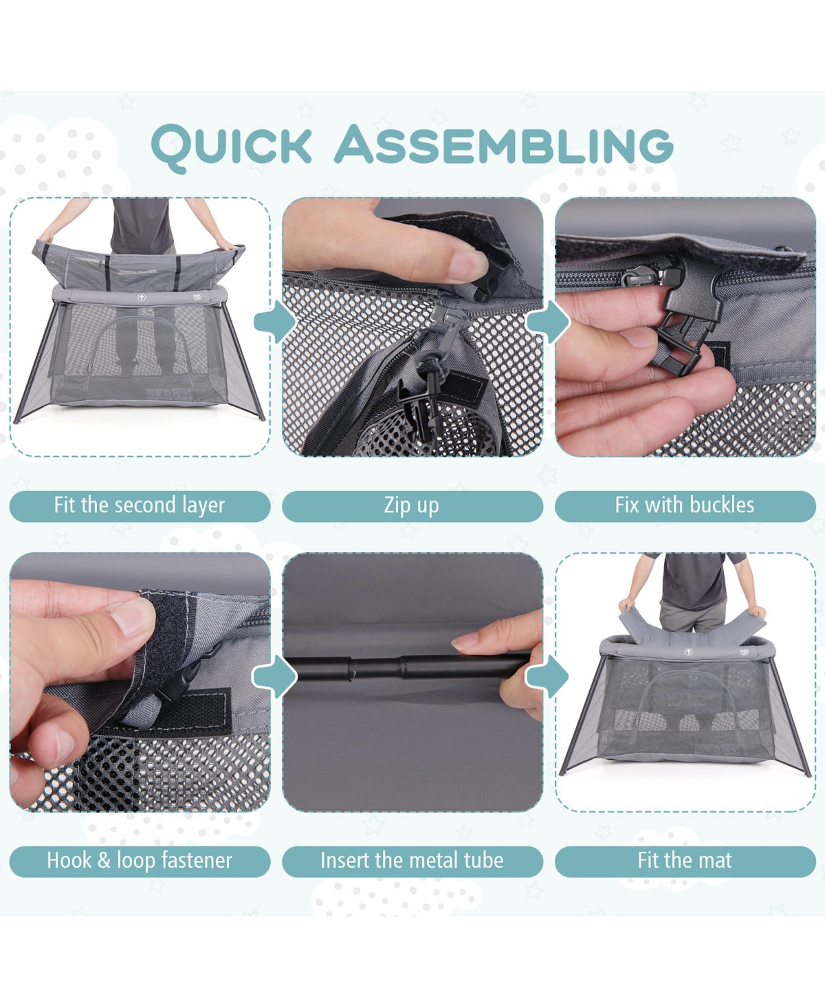 Gymax Travel Crib w/ Safety Enclosure & Padded Mattress Carrying Bag Indoor & Outdoor