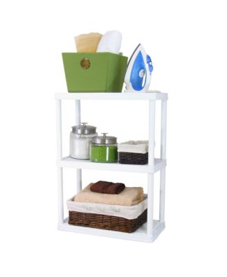 3 Shelf Fixed Height Solid Light Duty Home Storage Unit, White