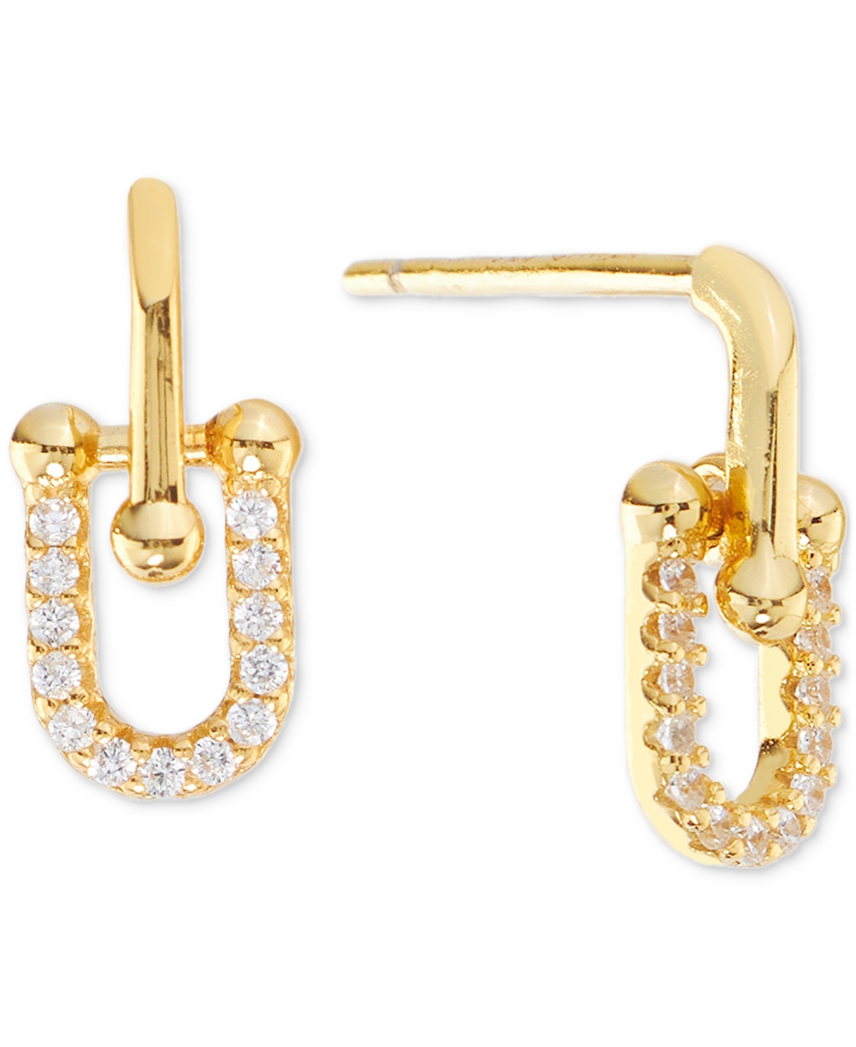 Macy's Cubic Zirconia U-shaped Drop Earrings (1/5 Ct. T.w.) In 14k Gold Over Sterling Silver (also In Sterl In Gold