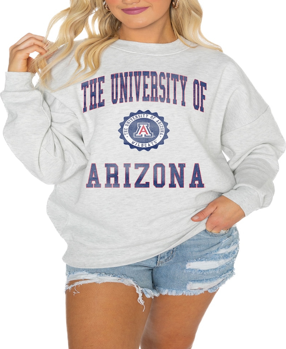 Gameday Couture Women's Steel West Virginia Mountaineers Good Vibes Premium Fleece Drop Shoulder Pullover Sweatshirt In Steel