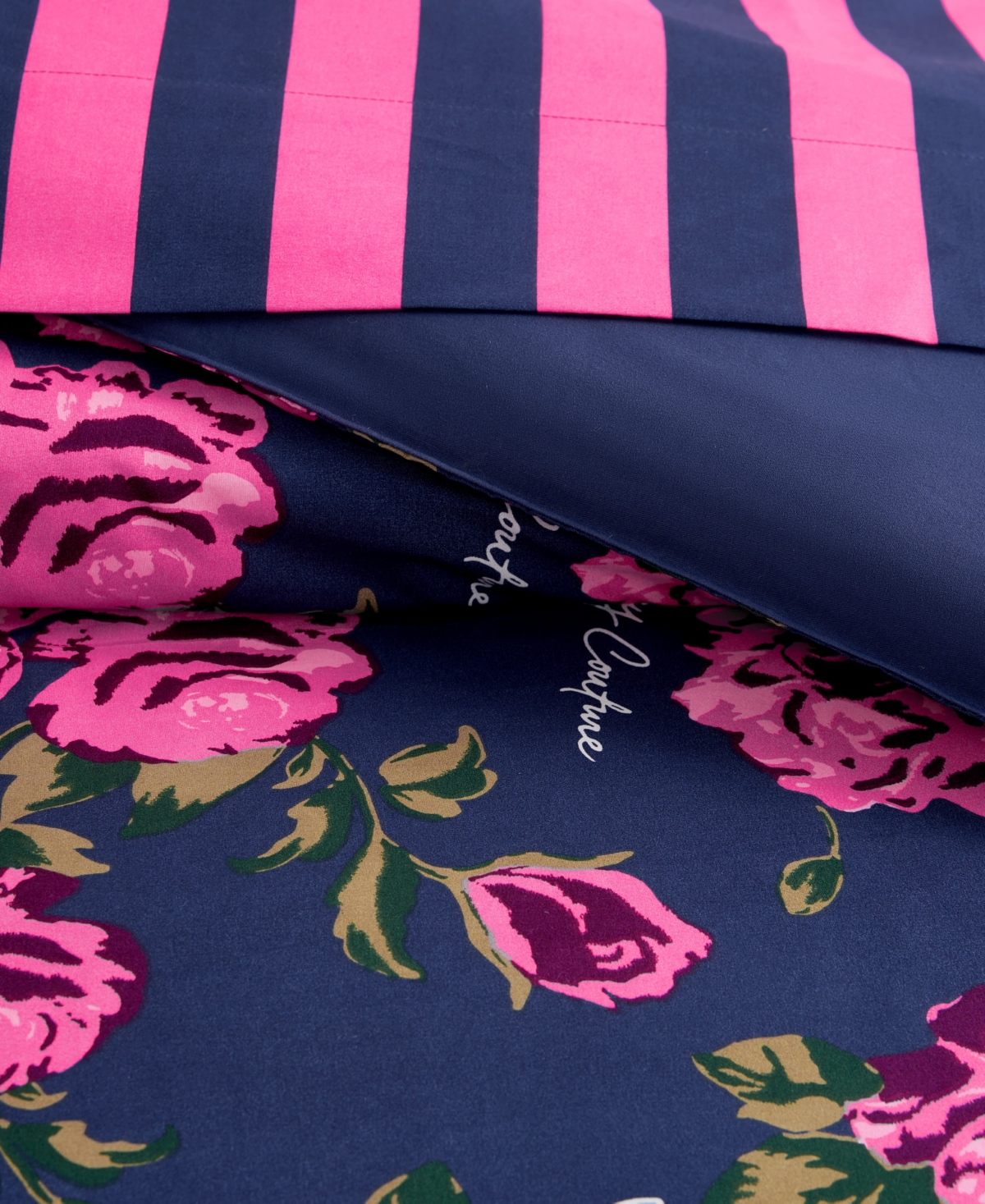 Juicy Couture Rose 8-pc. Comforter Set, Queen In Navy,pink