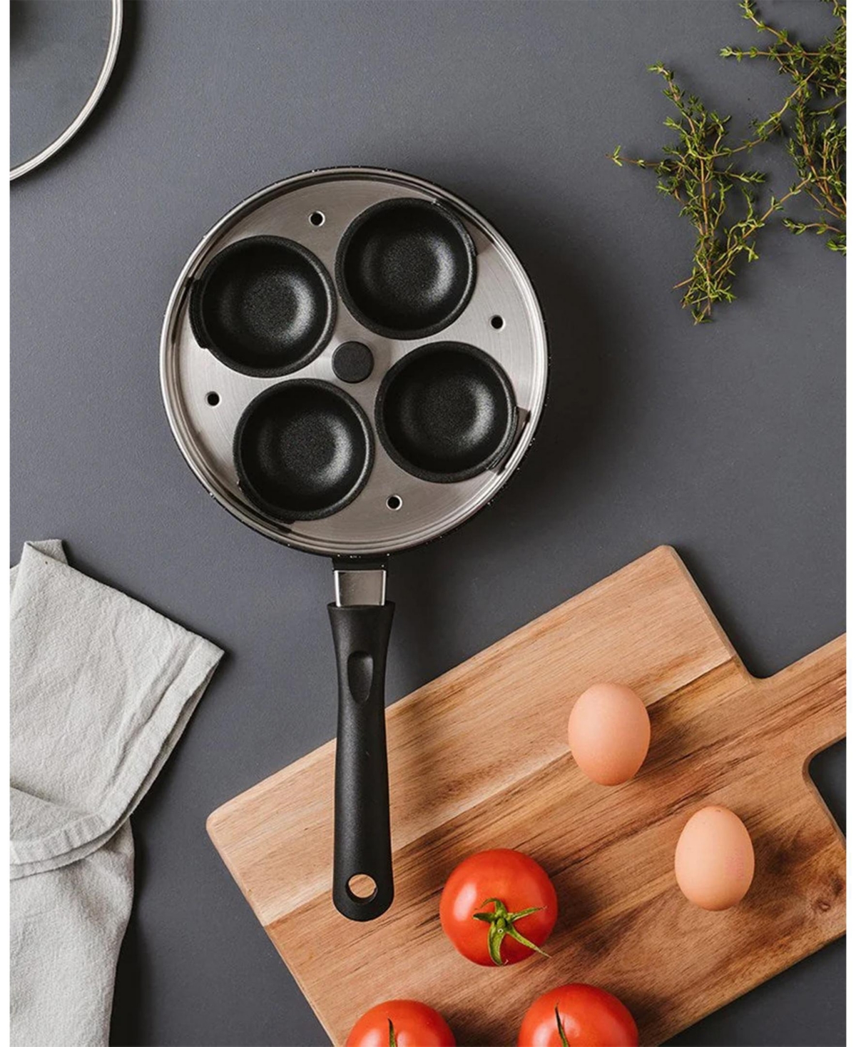 Cuisine::pro Stone 1.3qt Cast Aluminum Egg Poacher In Black