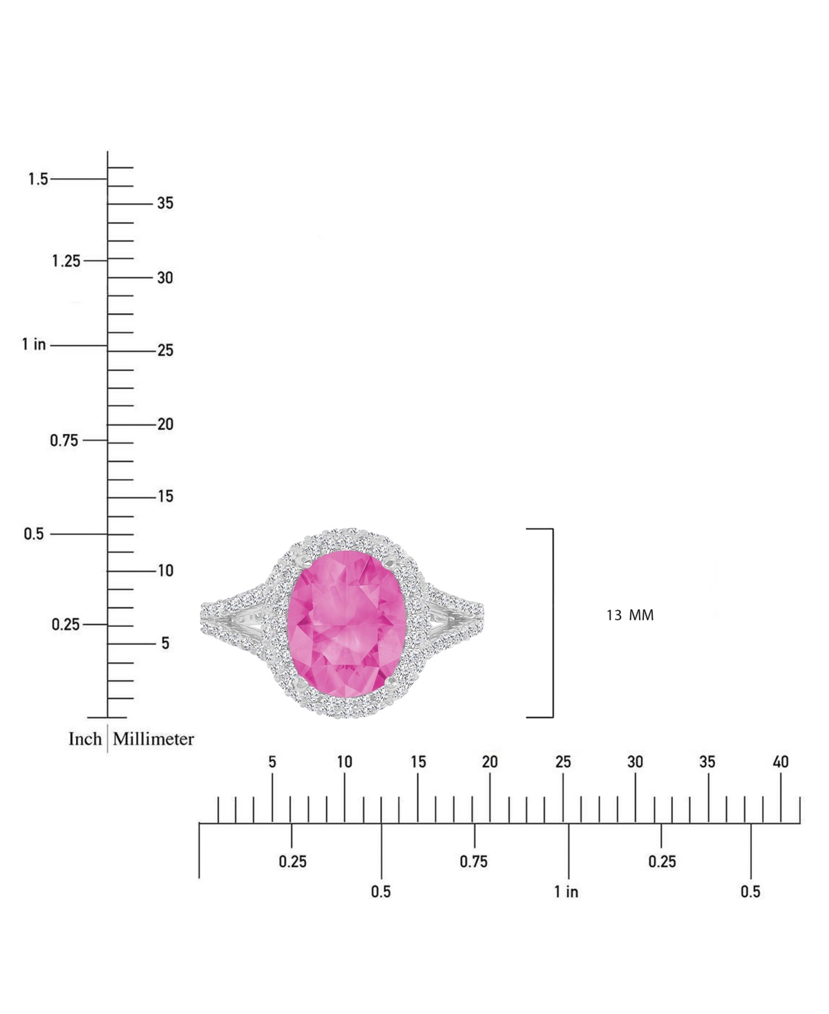 Macy's Pink & White Cubic Zirconia Oval Halo Split Shank Ring In Sterling Silver (also Available In Blue) In Pink