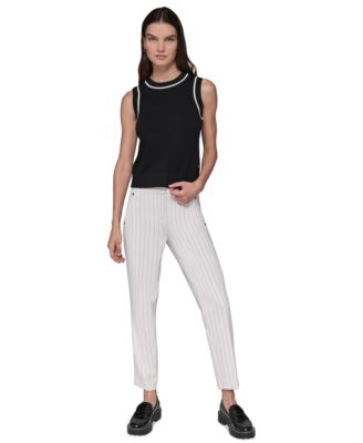 Women's Contrast-Trim Sleeveless Sweater