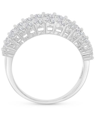 Cubic Zirconia Round & Baguette Graduated Band in Sterling Silver