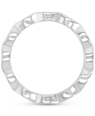 Cubic Zirconia Oval Scallop Edge Eternity Band in Sterling Silver