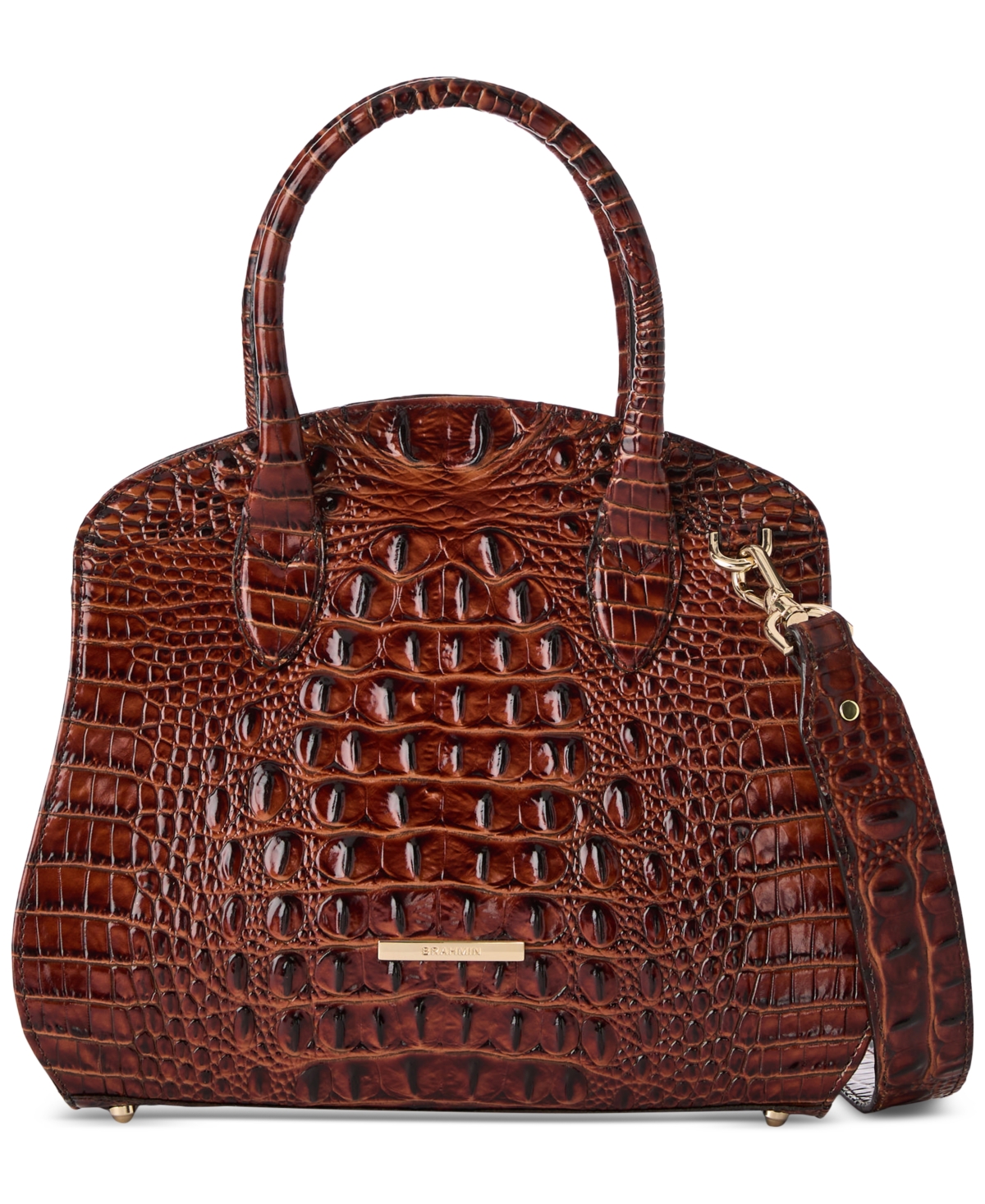 Brahmin Rosetta Melbourne Medium Leather Satchel Bag In Pecan