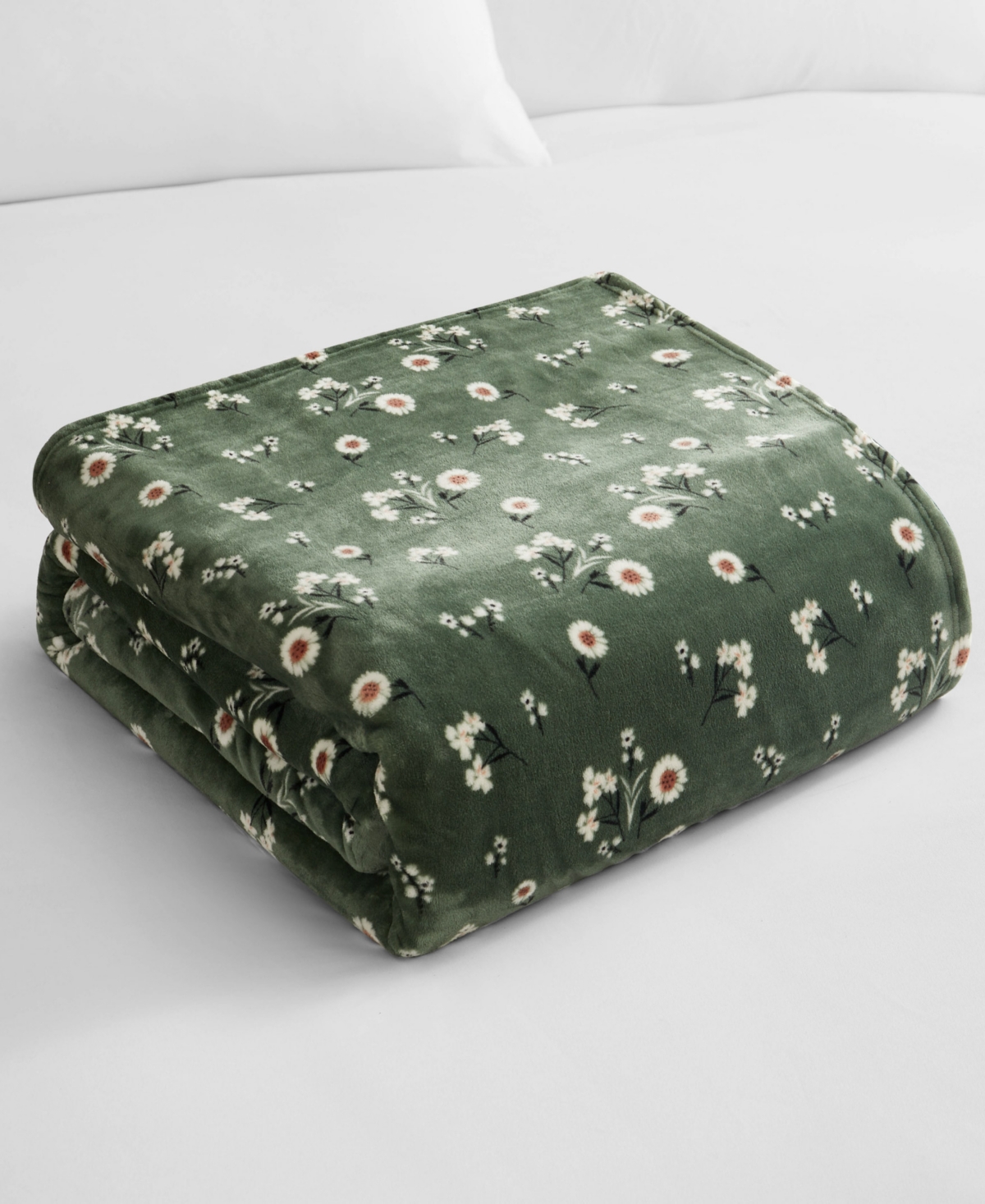 Lucky Brand Daisy Floral Cozy Plush Blanket, Full/queen In Green