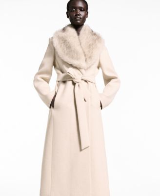 MANGO Women's Detachable Collar Manteco Wool Coat - Macy's