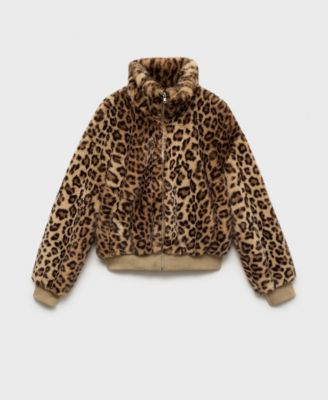 MANGO Women's Leopard Fur-Effect Jacket