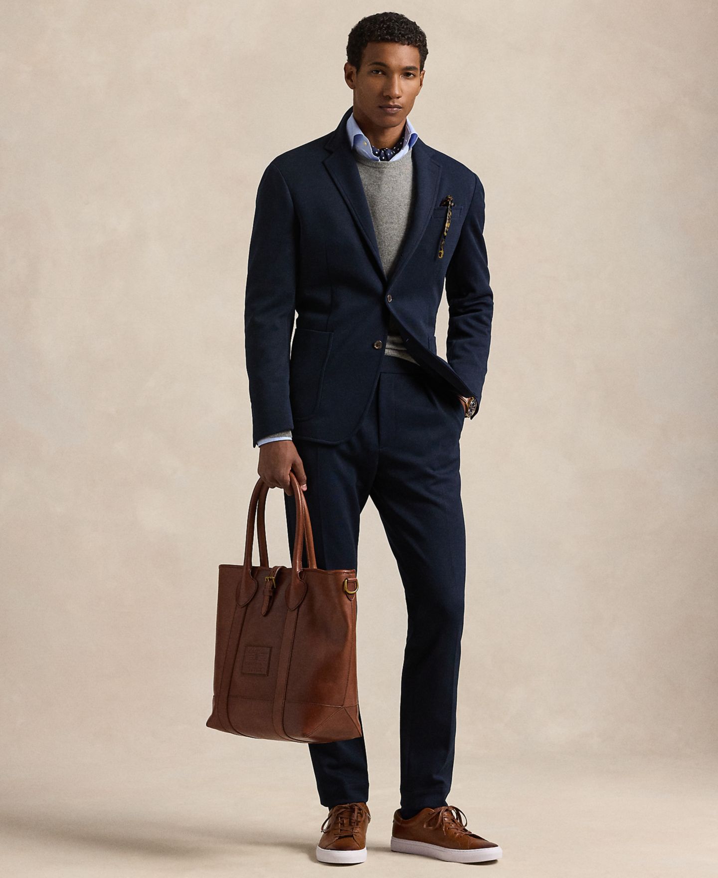 Мужской пиджак Polo Ralph Lauren Polo Soft Double-Knit Suit, цвет: Тёмно-синий — фото 4