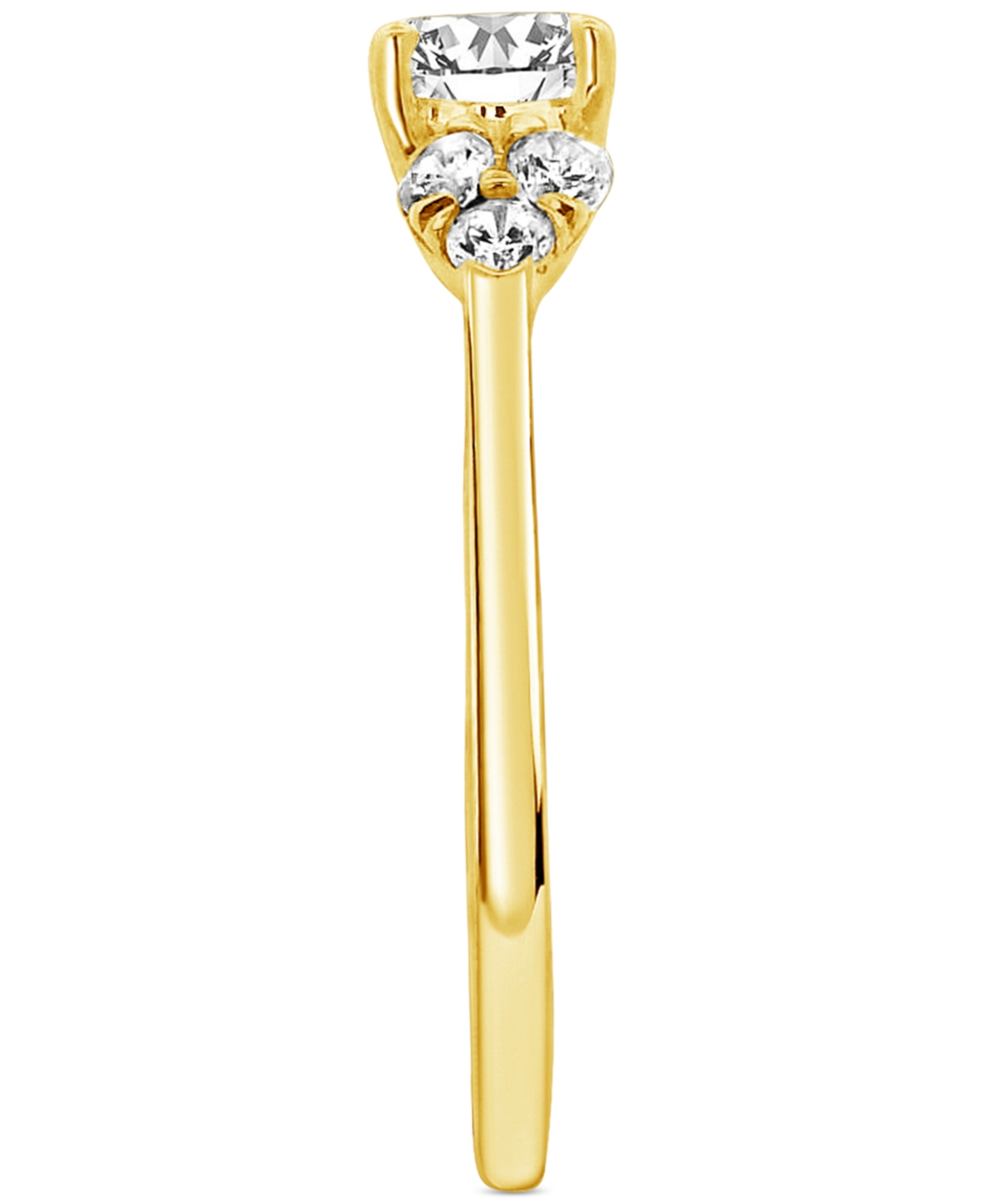 Macy's Diamond Shoulder Cluster Engagement Ring (1 Ct. T.w.) In 14k Gold In Yellow Gold