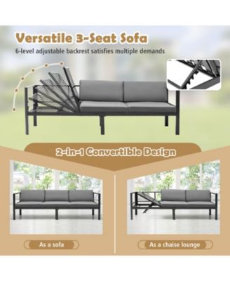 3 Pieces Aluminum Patio Furniture Set with 6-Level Adjustable Backrest