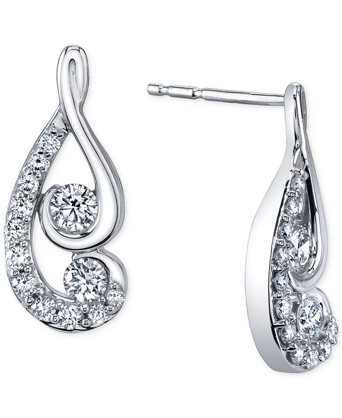 Macy's - Diamond Swirl Earrings (1/2 ct. t.w.) in 14k White Gold