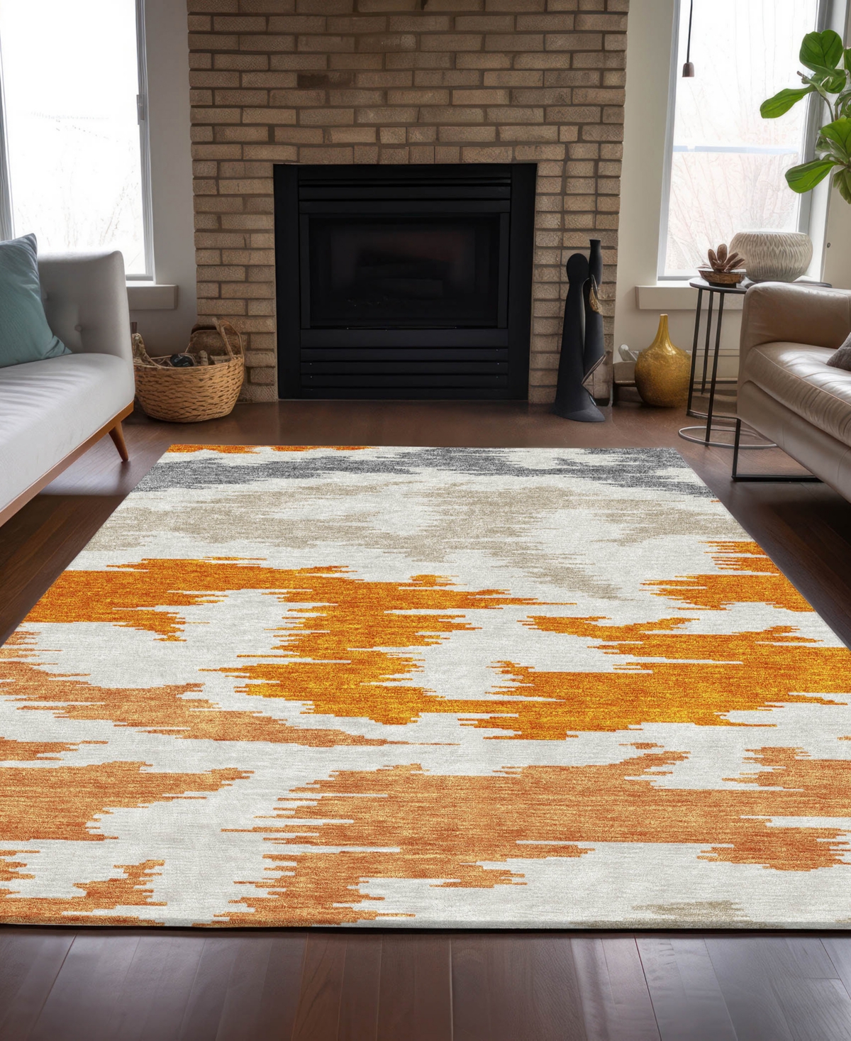 Addison Chantille Machine Washable Acn746 8'x10' Area Rug In Orange