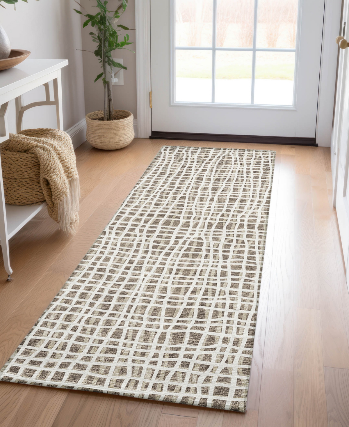 Addison Chantille Machine Washable Acn729 2'3"x7'6" Runner Area Rug In Brown