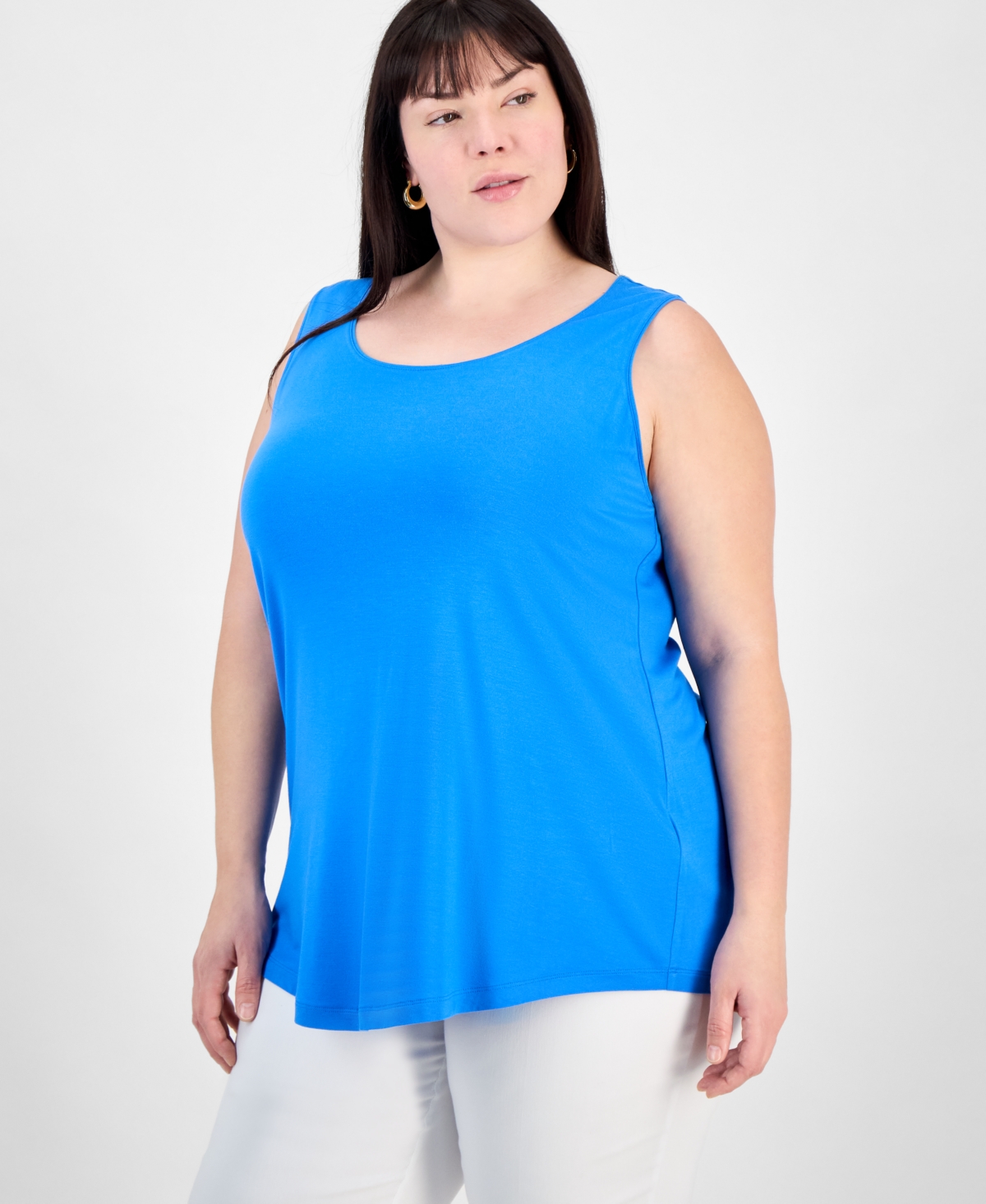 Plus Size Scoop-Neck Sleeveless Top, Exclusively at Macy's - Pink Petun