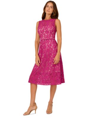Adrianna Papell - Women's Sleeveless Lace Midi Dress