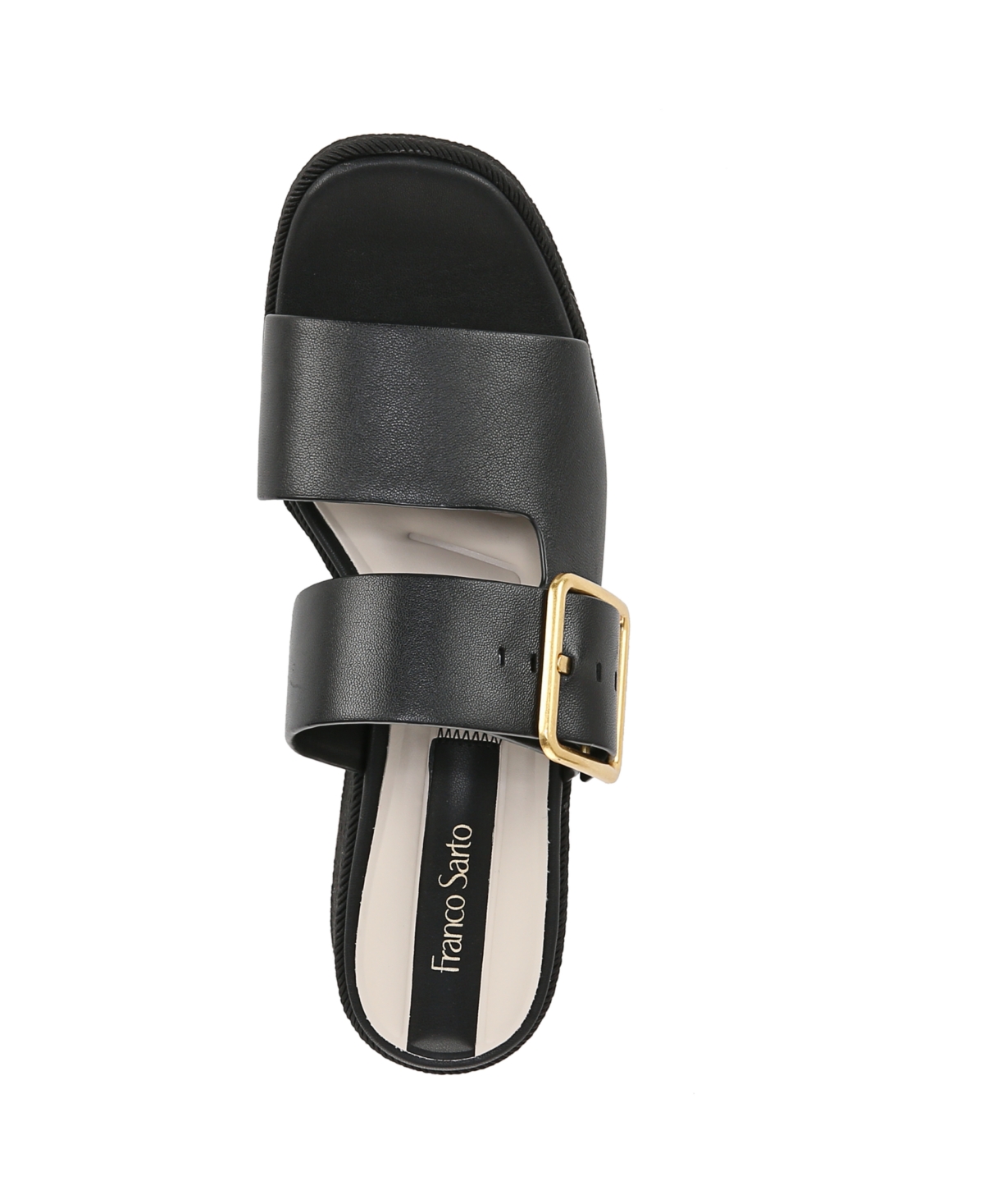 Franco Sarto Women's Taziana Open Square Toe Espadrille Slide Platform Sandals In Black Leather