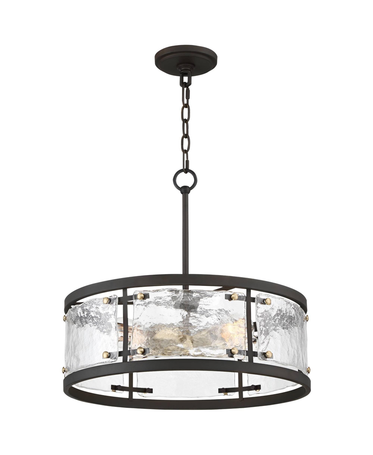 Possini Euro Design Campanelli Bronze Brass Pendant Chandelier Lighting Wide Farmhouse Rustic Drum Waterglass Shade 4-Light Fixture for Dining Roo