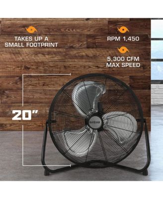 Pro 20 Inch 3 Speed High Velocity Metal Floor Fan, Black (2 Pack)