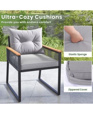 3 Pieces Patio Furniture Set with 2 Tier Table and Soft Seat Cushions