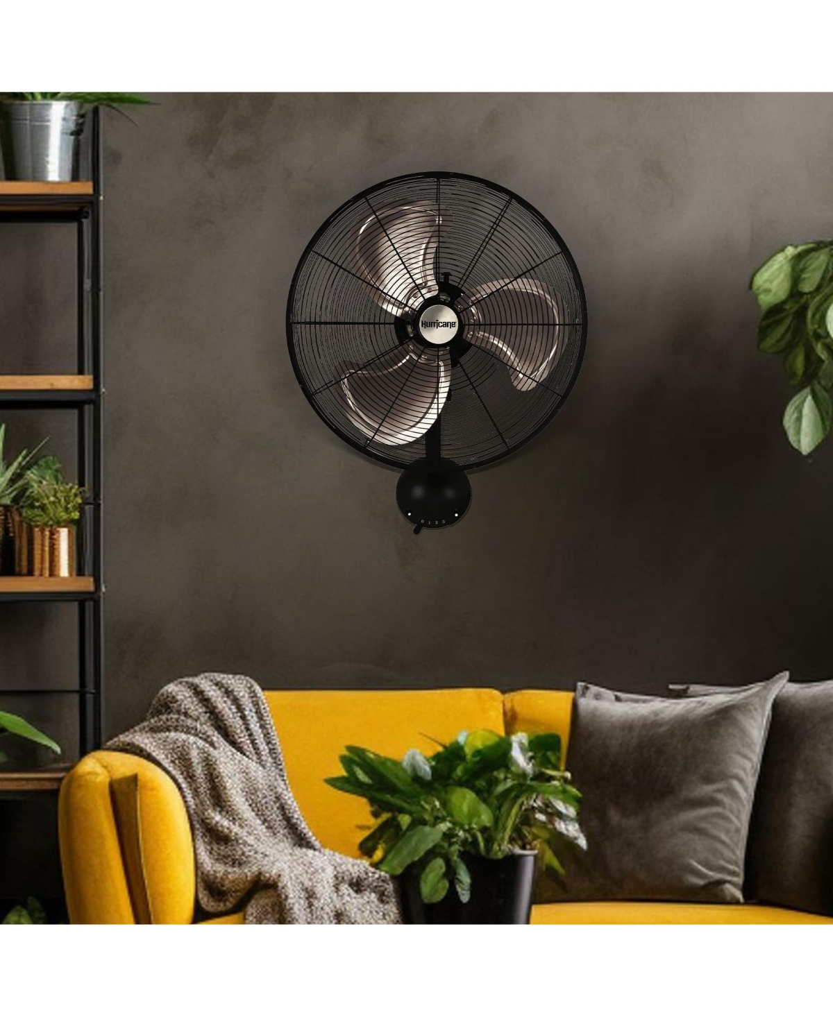 Hurricane 16 Inch Pro High Velocity Oscillating Metal Wall Mount Fan,- Black