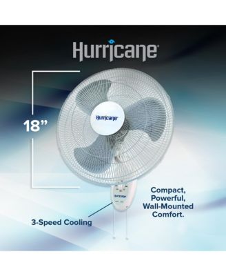 Supreme 18 Inch 90 Degree Oscillating 3 Speed Wall Mounted Fan, White