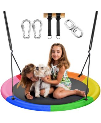 43" Saucer Tree Swing for Kids Adult, Waterproof Flying Saucer Swing with Adjustable Hanging Straps, Swing Seats for Backyard Outdoor Indoor Playground