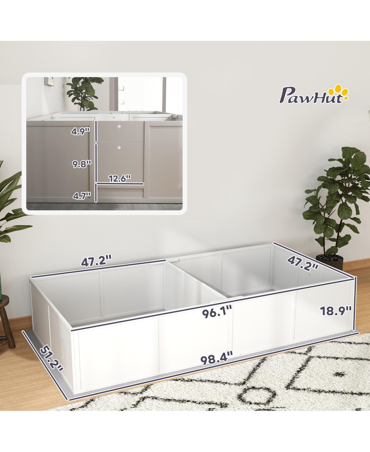 PawHut Whelping Box for Dogs and Puppies w/ Waterproof Pad for L Dogs