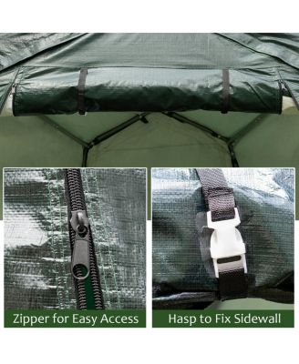 Outdoor Carport Shed with Sidewalls and Waterproof Ripstop Cover
