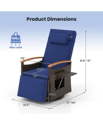 Patio Rattan 360° Swivel Recliner Chair with Adjustable Backrest and Footrest