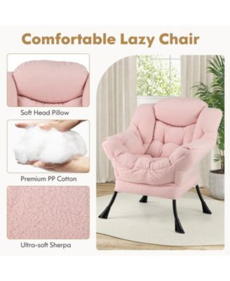 Modern Accent Chair with Folding Footrest and Head Pillow