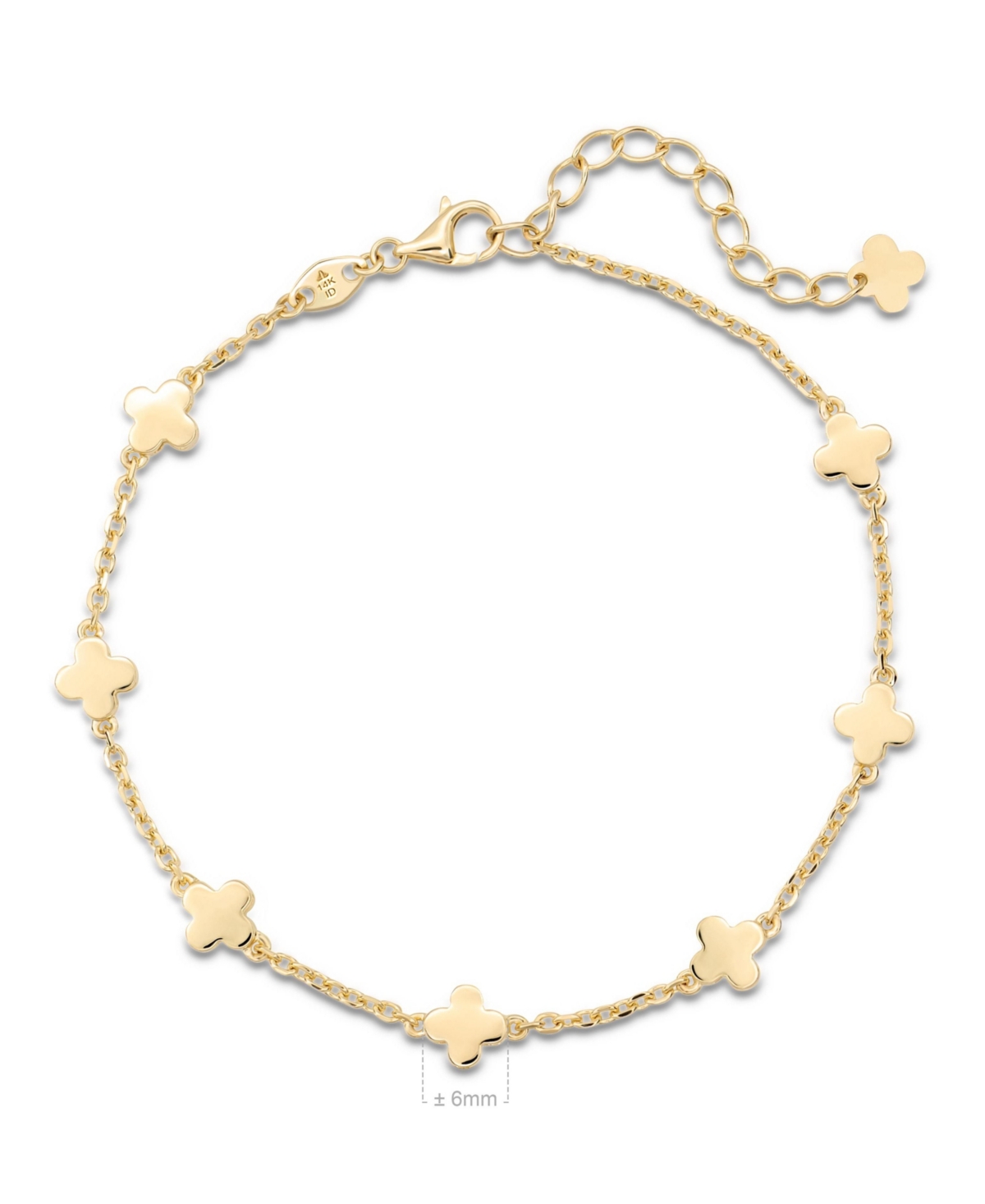Devata Clover Chain Bracelet in 14K 6.5 in adj to in, approx. 3.1 grams - Gold