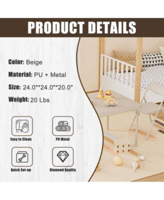 3-Pc. Steel & PU Foldable Ergonomic Kids Table and Chair Set