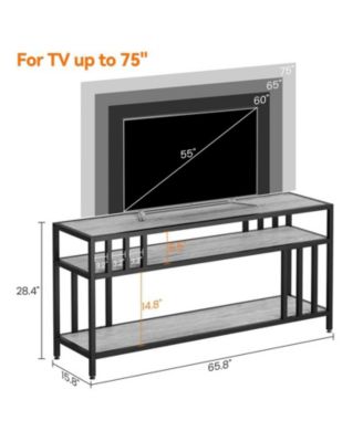 65" TV Stand for TV up to 75 Inches, Entertainment Center with Open Storage Shelves, TV Media Console Table with Quadruple-Tube Support for Living Room, Bedroom