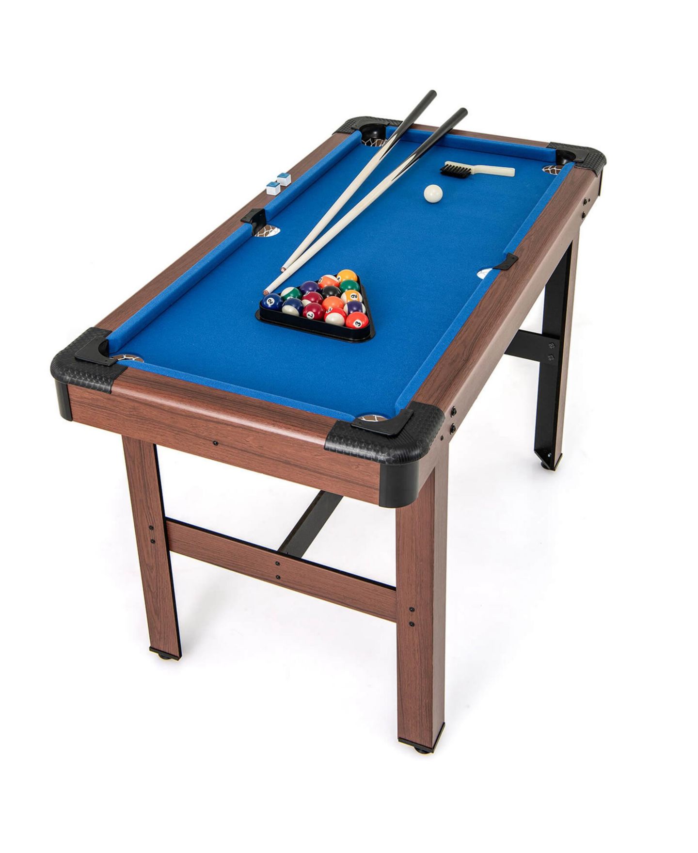 Детские игрушки Costway 48" Pool Table for Kids Adults with Full Set of Balls 2 Cue Sticks 2, цвет: Синий — фото 10