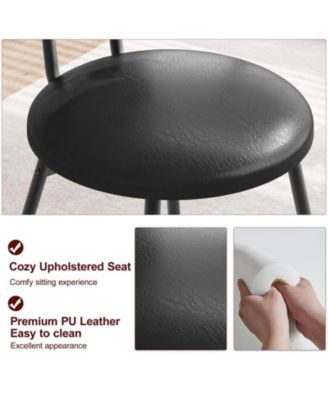 Dining Chairs Set of 2, Kitchen Chairs with Thicken Upholstered, Modern Black Dining Room Chairs Set of 2, Space Saving Dining Chairs with Metal Legs for Living Room, Natural Rattan