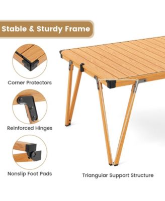Folding Camping Table Picnic Table with Storage Bag and Waterproof Desktop