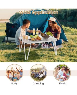 Folding Camping Table Picnic Table with Storage Bag and Waterproof Desktop