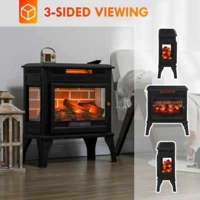 24" Freesding Electric Fireplace Stove w/ Realistic Flame
