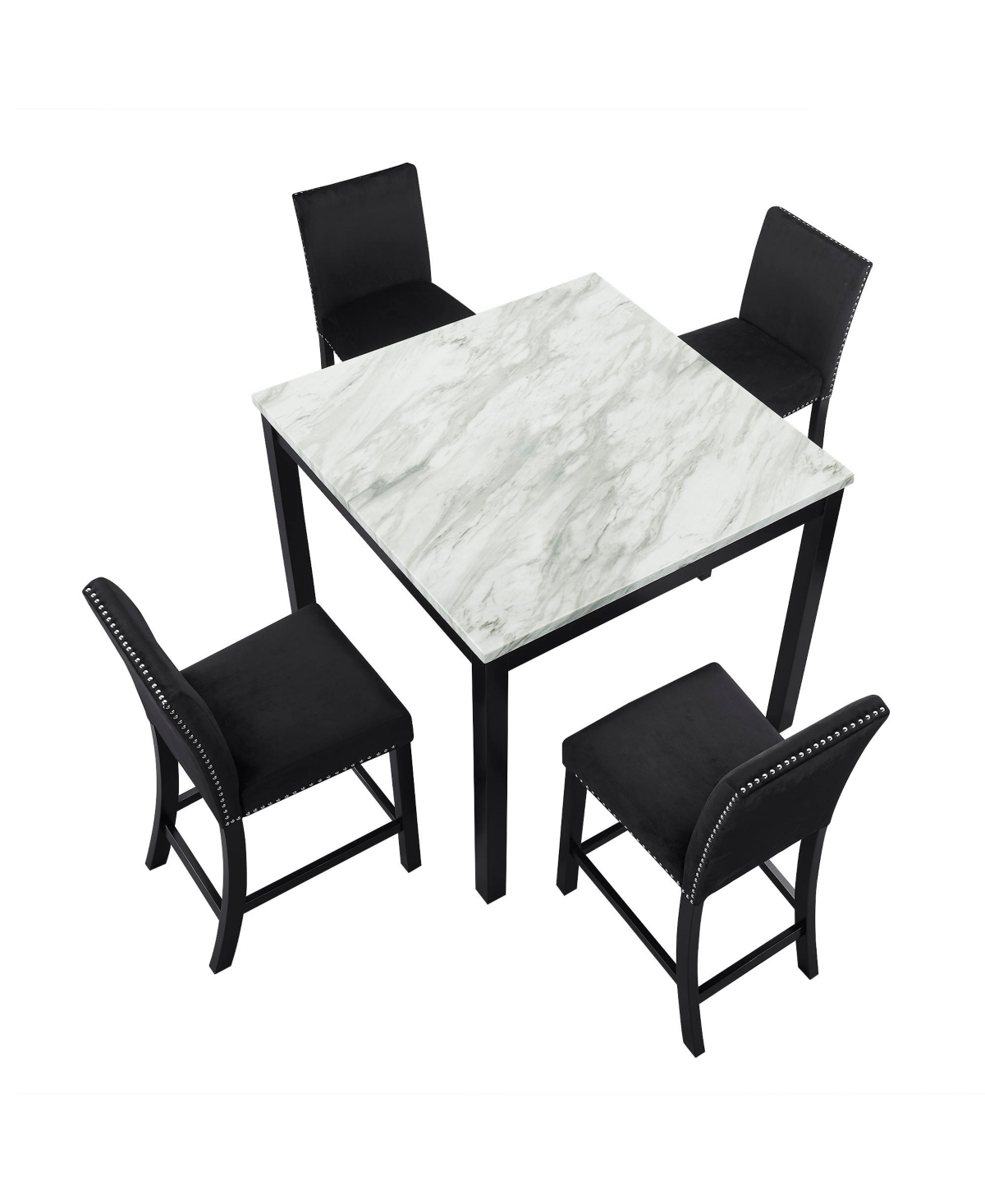 The Pop Home Set of 4 Dining Chairs with Nailhead Trim,Upholstered Chairs for Kitchen or Dining Room-The Pop Home