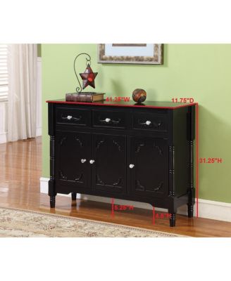 Wood Console Sideboard Table with Drawers and Storage, Black Finish