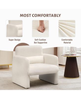 Modern Accent Chair, Single Sofa Chair with Arms, Chenille Upholstered Comfy Reading Arm Chair with Waist Pillow for Bedroom,Modern Accent Chair for Living Room, Office，Apartment