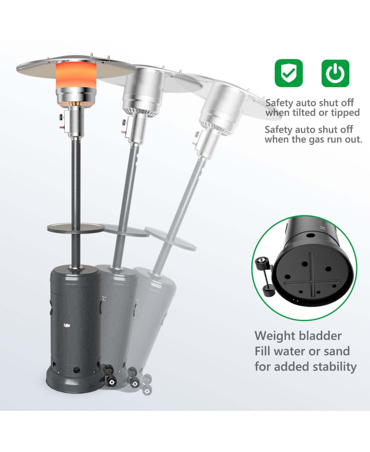 Costway 50000 Btu Propane Patio Heater Standing Lp Gas Steel W/ Wheels